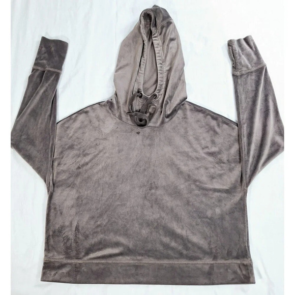 Offline By Aeire Velvet Cropped Hoodie Pullover Grey Size Large - Picture 1 of 8